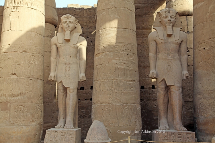 Statues in peristyle courtyard of Ramesses II
